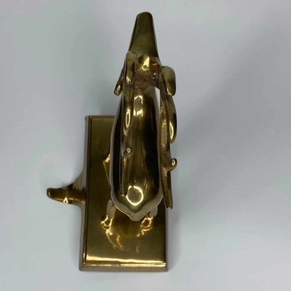 Pair of Brass Mantel‎ Holder Hangers Reindeer Christmas Holiday Stocking